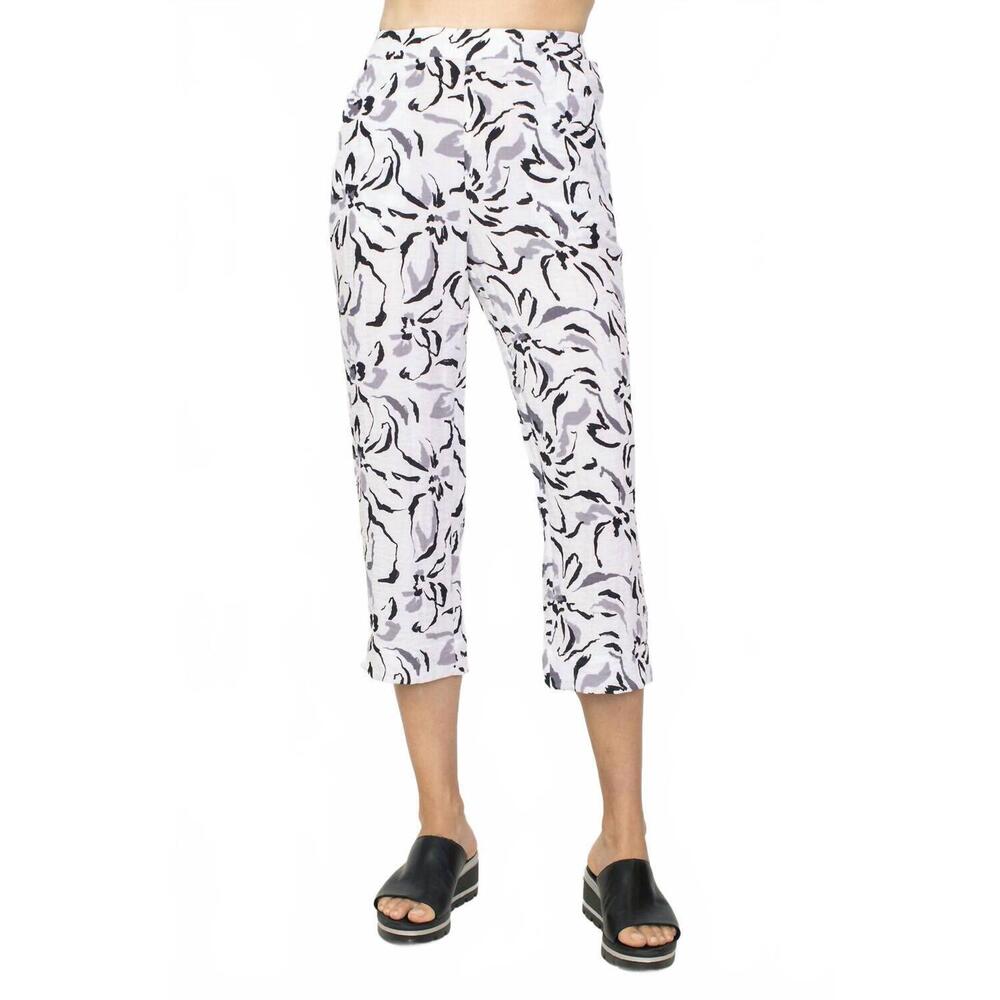 Habitat White & Black Abstract Floral Crop Capris